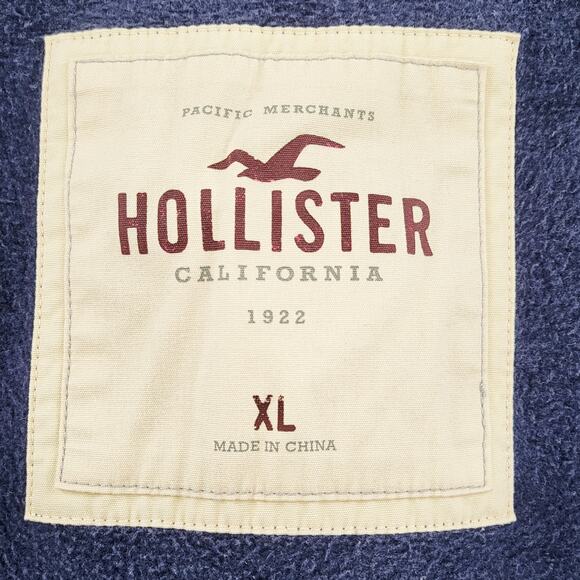 Hollister Long Boards Calif Blue Tan Script Distressed Zip Up Hoodie Men's XL - Picture 10 of 12